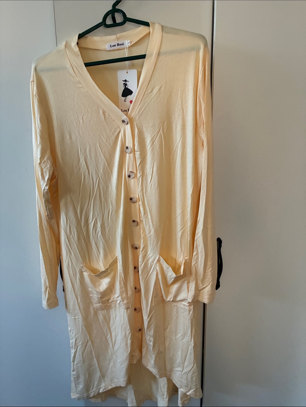 Soft Pale Yellow Longline Button Cardigan beach cover cruise comfy